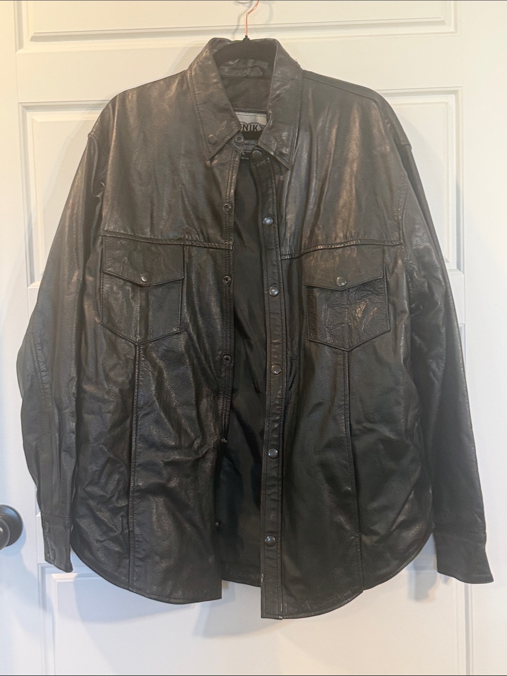Men’s Unik  Motorcycle Black Leather Jacket size large